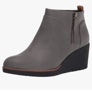 Gray Wedge Ankle Boots